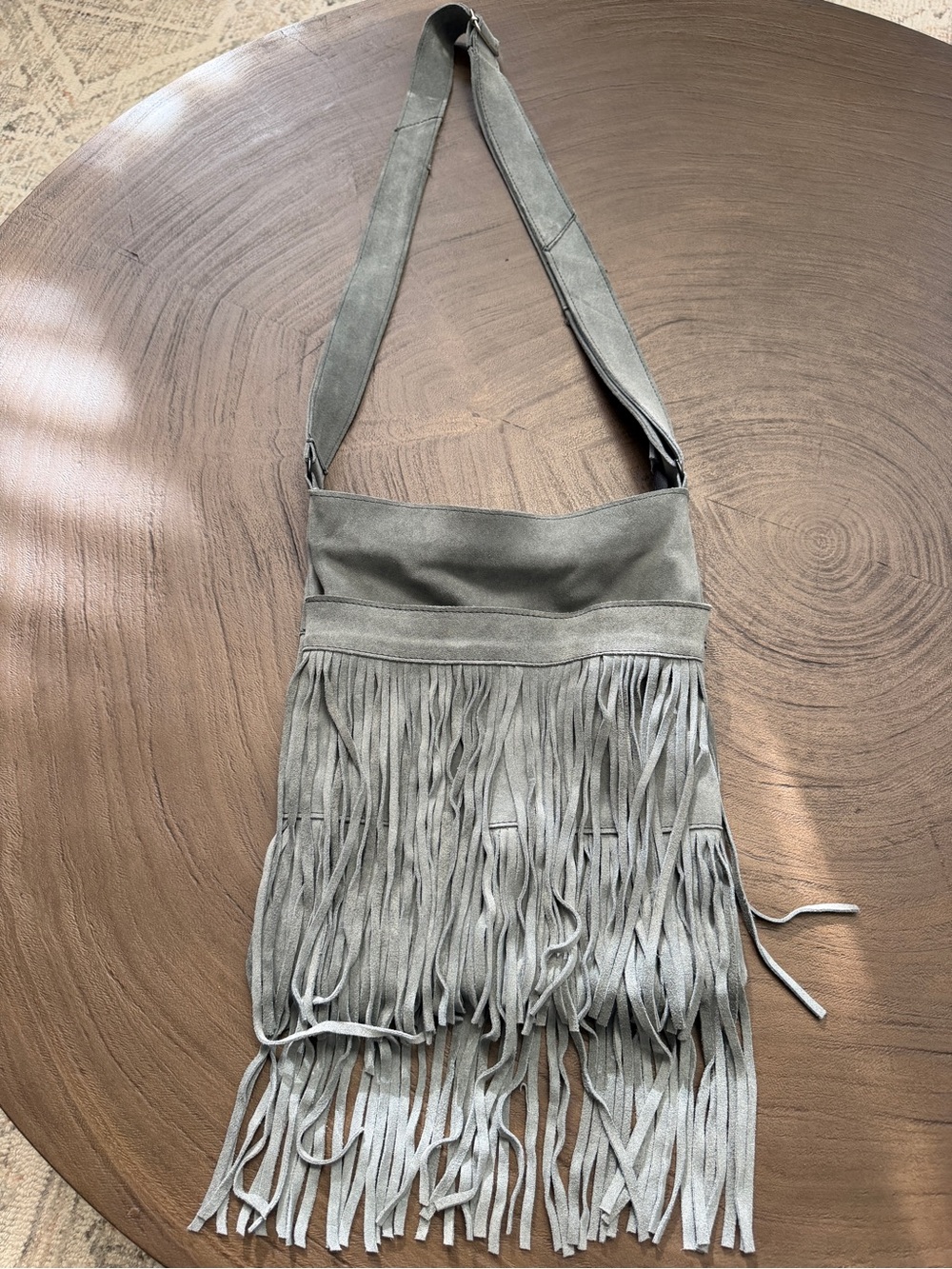 Fringe Crossbody Bag in Light Gray - Classic Women's Shoulder Bag